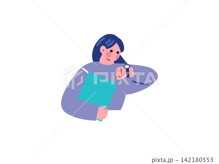 時間を確認するビジネス女性のイラスト 142180553