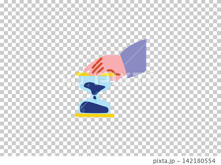 一手拿著沙漏的插圖 一手拿著沙漏的插圖 142180554