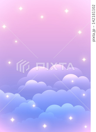 dreamy theme cute cloudy sky backdrop with shiny stars 142181102