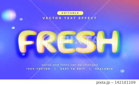 editable 3d rounded fresh word text effect on blurred blue background editable 3d rounded fresh word text effect on blurred blue background 142181109