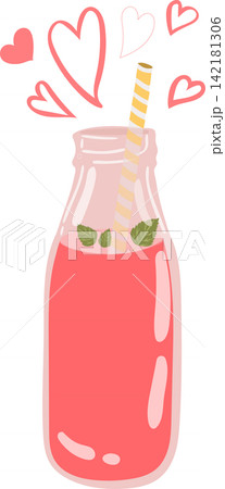 Illustration of a refreshing drink with a straw and cute details Illustration of a refreshing drink with a straw and cute details 142181306