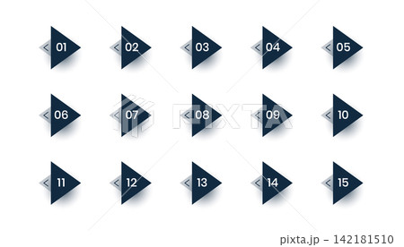 isolated directional arrow bullet points number in pack isolated directional arrow bullet points number in pack 142181510