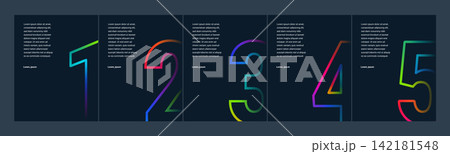 Modern Dark Carousel Template Set with Vibrant Rainbow Gradient Numbers for Social Media Modern Dark Carousel Template Set with Vibrant Rainbow Gradient Numbers for Social Media 142181548
