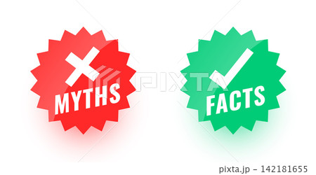 myths versus facts sticker on white background 142181655