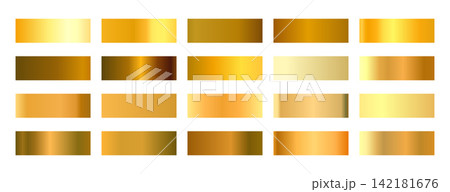 pack of shiny gold metallic gradient element on white backdrop pack of shiny gold metallic gradient element on white backdrop 142181676