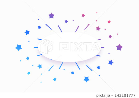 simple blank white oval frame with stars burst design 142181777