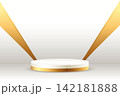 white and golden 3d pedestal for product showcase modern background 142181888