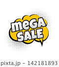 white and yellow mega sale background with halftone effect 142181893