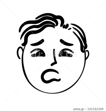 Abstract comic face feeling worry and concern Abstract comic face feeling worry and concern 142182309
