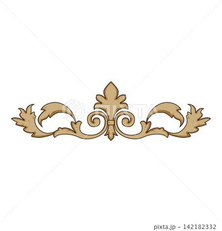 Baroque decorative scroll element with floral ornament Baroque decorative scroll element with floral ornament 142182332