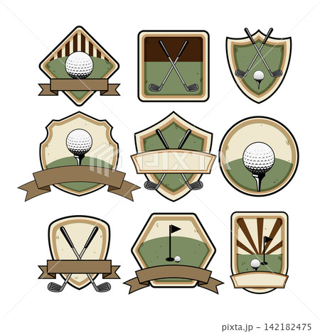 Collection of golf sport club emblems and badges Collection of golf sport club emblems and badges 142182475