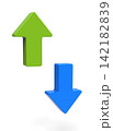 Green and Blue Arrows Pointing Up and Down 142182839