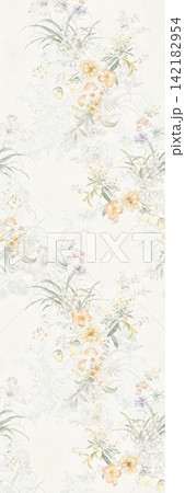 Collection of soft watercolor vintage floral vertical seamless pattern swatches 142182954