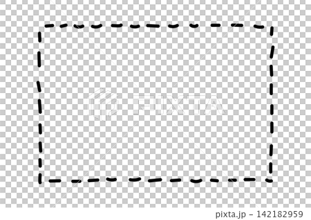 A hand-drawn rectangular frame with dotted lines. A hand-drawn rectangular frame with dotted lines. 142182959