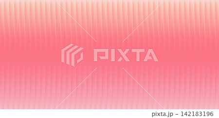 Ribbed glass background with abstract gradient effect. Pink vertical fluted stripes. Blurred futuristic rippled backdrop. Geometric holographic vector bg. 142183196