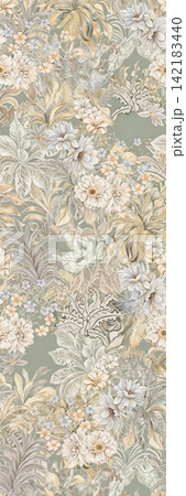Set of vertical soft watercolor botanical floral seamless pattern swatches 142183440