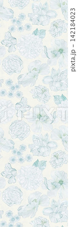 Collection of soft pastel watercolor vertical floral seamless pattern swatches 142184023