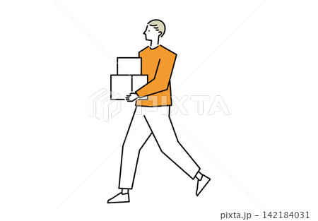 品物を運ぶ男性 品物を運ぶ男性 142184031
