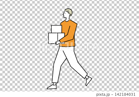 品物を運ぶ男性 品物を運ぶ男性 142184031