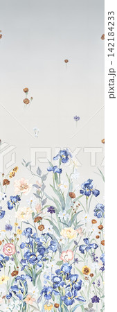 Assortment of vintage watercolor vertical seamless pattern design swatches Assortment of vintage watercolor vertical seamless pattern design swatches 142184233