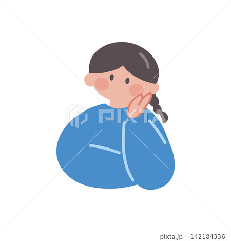考える女性イラスト人物ベクター 142184336