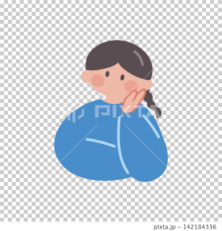 考える女性イラスト人物ベクター 142184336