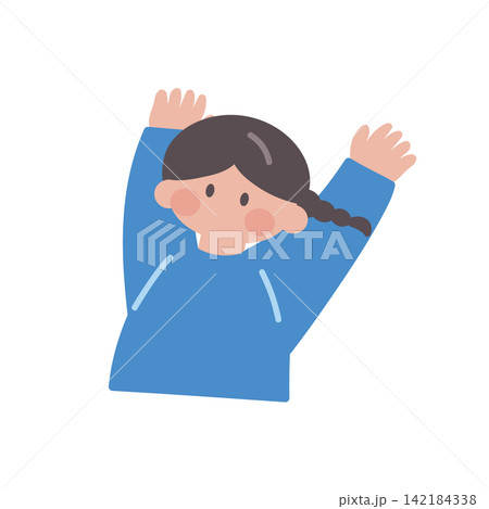 両手を挙げて驚いている女性イラスト人物ベクター 142184338