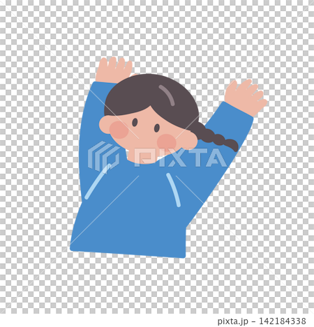 両手を挙げて驚いている女性イラスト人物ベクター 142184338