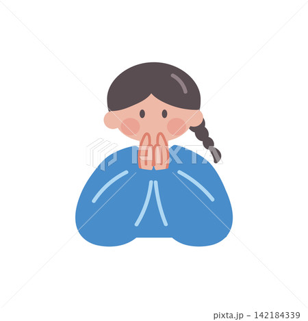 手を合わせている女性イラスト人物ベクター 手を合わせている女性イラスト人物ベクター 142184339