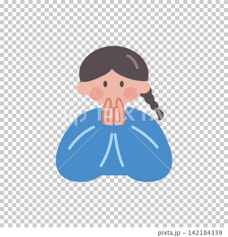 手を合わせている女性イラスト人物ベクター 手を合わせている女性イラスト人物ベクター 142184339