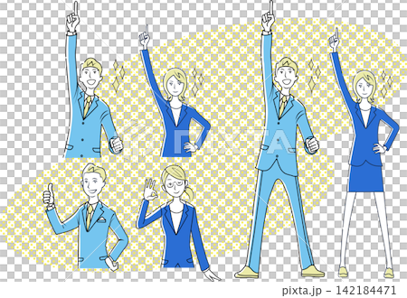 ポーズを取るビジネスパーソン イラストセット ポーズを取るビジネスパーソン イラストセット 142184471