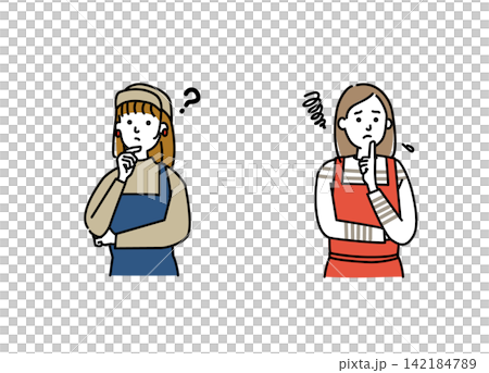 困り顔のカフェスタッフの若い女性 142184789