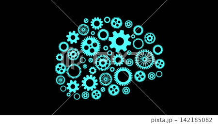 Vertical video: Gear-brain cluster rotating on data pulse, main gear driving network for technology Vertical video: Gear-brain cluster rotating on data pulse, main gear driving network for technology 142185082