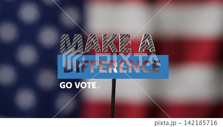 Sparkler igniting, interacting with typographic slogan, revealing flag cutouts and urging voting 142185716