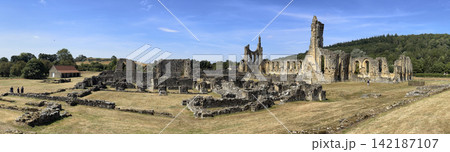 Panoramic view of Byland Abbey in North Yorkshire in the northeast of England. Panoramic view of Byland Abbey in North Yorkshire in the northeast of England. 142187107
