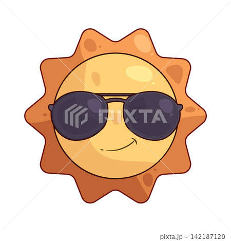 Illustration of Sun with sunglasses Illustration of Sun with sunglasses 142187120