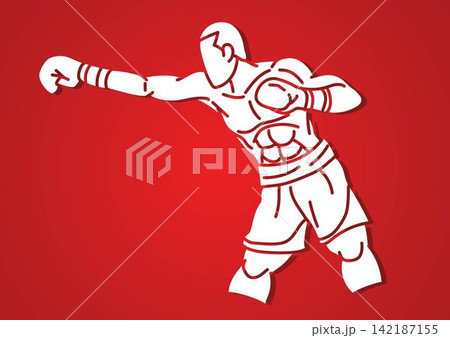 Boxing Sport Kickboxing Muay Thai Boxer Action Cartoon Graphic Vector 142187155