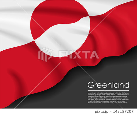 Greenland waving flag template for national day or travel concept. Vector illustration. Greenland waving flag template for national day or travel concept. Vector illustration. 142187207