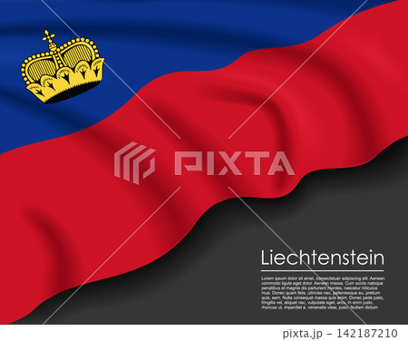 Liechtenstein waving flag template for national day or travel concept. Vector illustration. Liechtenstein waving flag template for national day or travel concept. Vector illustration. 142187210