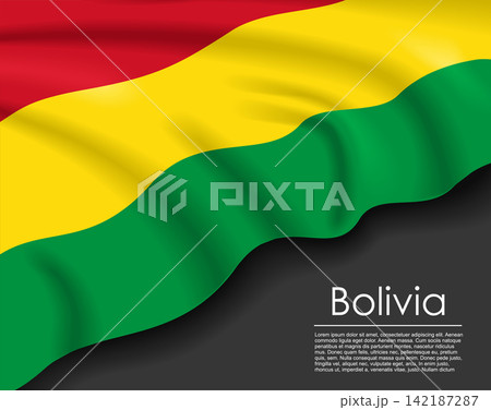 Bolivian waving flag template for national day or travel concept. Vector illustration. 142187287