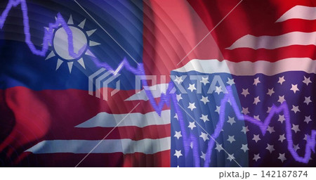 Vertical video: Purple trend pulsing across Taiwan and US flags in studio, showing ripples and ties Vertical video: Purple trend pulsing across Taiwan and US flags in studio, showing ripples and ties 142187874