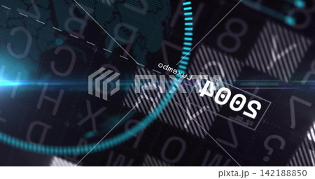 Displaying central HUD cluster pulsing in dark digital mockup, with teal ring, data panel Displaying central HUD cluster pulsing in dark digital mockup, with teal ring, data panel 142188850