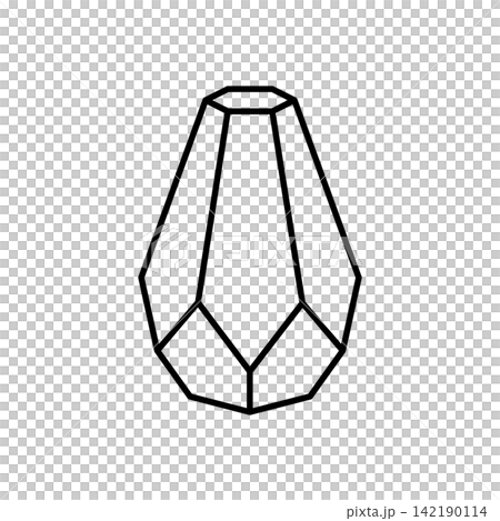 Minimalist line art icon of a modern geometric faceted ceramic vase. Minimalist line art icon of a modern geometric faceted ceramic vase. 142190114