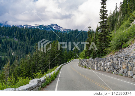Road with mountain landscape. Landscape of mountain and road. Travel destination. Landscape route to North Cascades National Park. Scenic nature. North Cascades nation park. Wildness adventure Road with mountain landscape. Landscape of mountain and road. Travel destination. Landscape route to North Cascades National Park. Scenic nature. North Cascades nation park. Wildness adventure 142190374