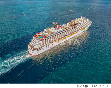 Miami, Florida, USA - November 24, 2024: Cruise in summer vacation. Carnival Cruise line. Cruise ship tour and travel at sea. Ship departing from Miami port. Carnival Celebration cruise ship voyage 142190394