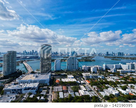Aerial South beach landscape. Luxury Miami architecture. Miami residential neighborhood. Aerial residential landscape. Florida residential neighborhood. Hotel rental architecture. Luxury vacation Aerial South beach landscape. Luxury Miami architecture. Miami residential neighborhood. Aerial residential landscape. Florida residential neighborhood. Hotel rental architecture. Luxury vacation 142190395