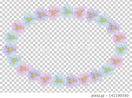 【花卉圓形畫框】手工刺繡插畫材料 142190580