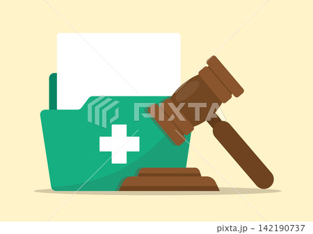 Medical Folder with Gavel vector Illustration 142190737