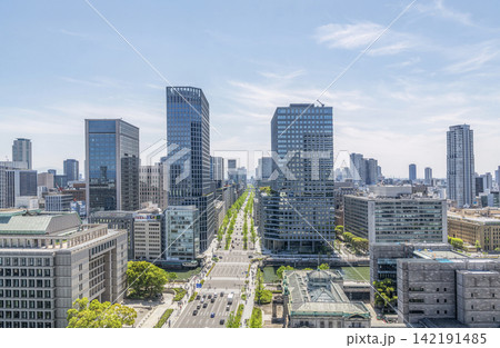大阪市北区 大阪市役所周辺の街並みと御堂筋 大阪市北区 大阪市役所周辺の街並みと御堂筋 142191485