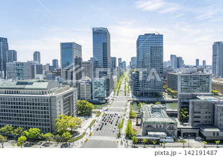 大阪市北区 大阪市役所周辺の街並みと御堂筋 大阪市北区 大阪市役所周辺の街並みと御堂筋 142191487